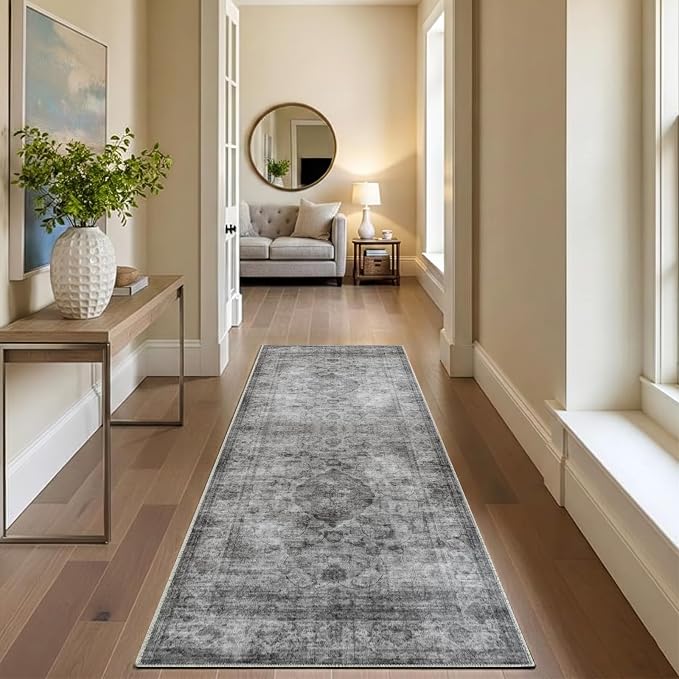 2x6 Runner Rug for Entryway Hallway-Vintage Farmhouse Boho Floral Neutral - Image 6