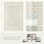 Washable 6x9 Area Rugs for Living Room, Solid Ivory Ultra-Thin Bedroom Rug - Image 2