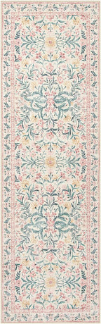 Wonnitar Floral Washable Runner Rug, Boho Non Slip Soft 8ft Long Carpet - Image 8