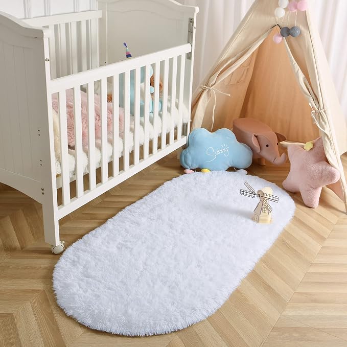 LOCHAS Bedroom Rug 2.6' x 5.3', Soft Oval Throw Rugs Carpet - Image 6