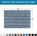 H.VERSAILTEX Bath Mats for Bathroom Non Slip Extra Thick Chenille Striped Bath - Image 2