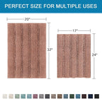 H.VERSAILTEX Bathroom Rug Set, 2 Piece Non Slip Thick Soft Chenille Striped - Image 2
