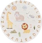 Poowe ABC Animals Kids Play Mat Baby Nursery Rug Round Educational Alphabet - Image 2