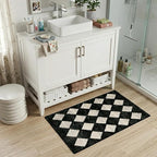 Lahome Zelie Moroccan Trellis Area Rug, 2x3 Small Black Checkered Entryway Rug - Image 4