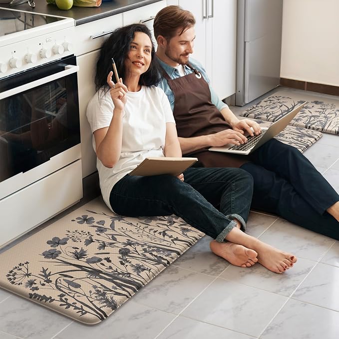 KIMODE Kitchen Anti Fatigue Mats, Farmhouse Kitchen Rugs Sets of 2, Memory Foam - Image 7
