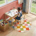jinchan Macy Arched 3x5 Washable Kids Area Rug, Modern Colorful Checkered - Image 8
