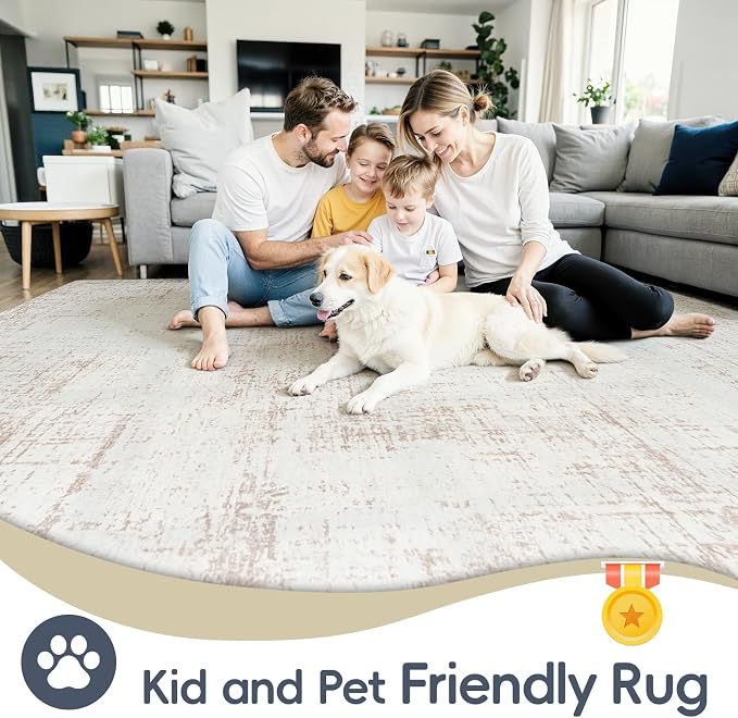 10x14 Area Rugs for Living Room Washable Rug: Anti-Skid Abstract Modern Living - Image 4