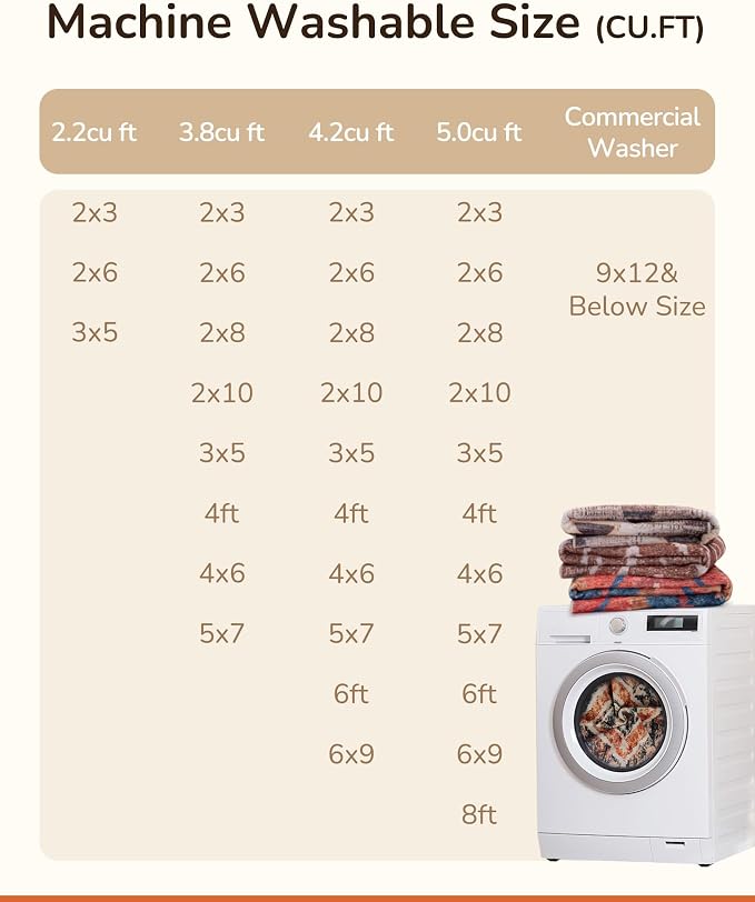 Area Rug 8x10 Rug Machine Washable Non-Slip Low Pile Print Pattern Western Rug - Image 5