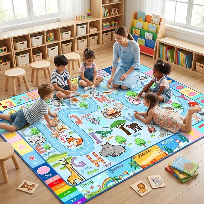 4.5x6 Feet Kids Rugs for Playroom Bedroom, Educational ABC Alphabet Area Rug - Image 5