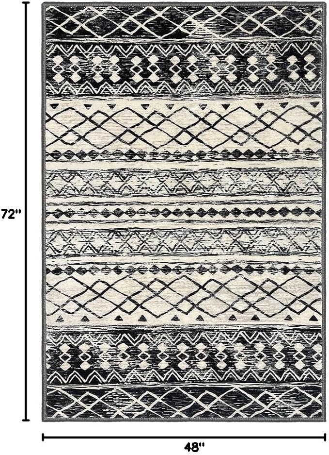KUTA 4x6 Rug Boho Rugs for Living Room, Moroccan Washable Kitchen Rug Non Slip - Image 2