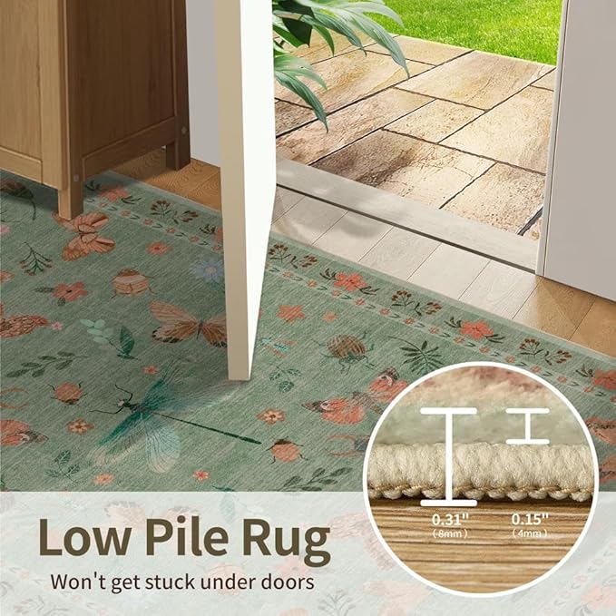 Rugxara 2x6 Floral Runner Rug, Washable Runners - Image 6