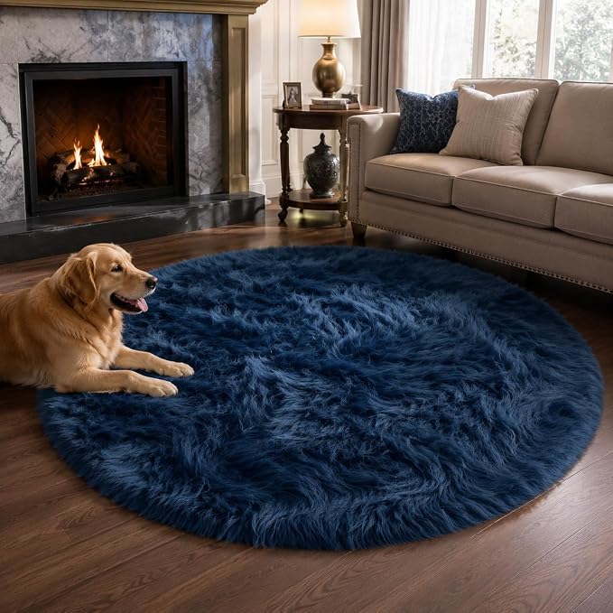 EasyJoy Faux Sheepskin Rug, Fluffy Faux Fur Rug, Ultra Soft Shag Area Rug - Image 5