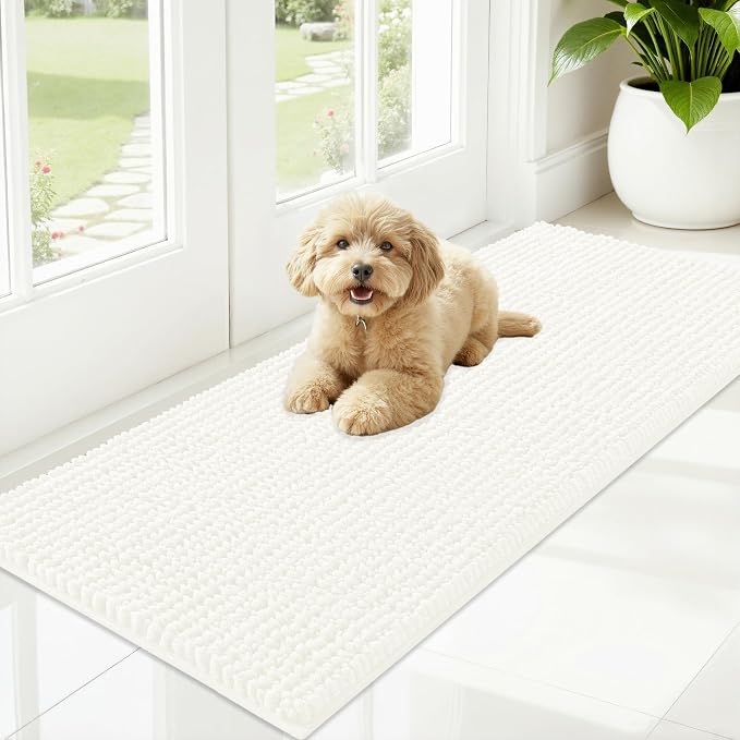 OLANLY Dog Door Mat for Muddy Paws 47x20, Ultra Absorbent Chenille Mud Doormat by OLANLY