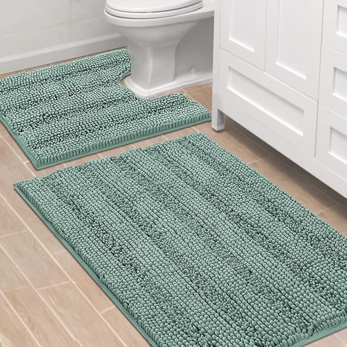 H.VERSAILTEX Bathroom Rugs Bath Rug Set 2 Piece Bathroom Contour Rug Toilet Mat by HVERSAILTEX