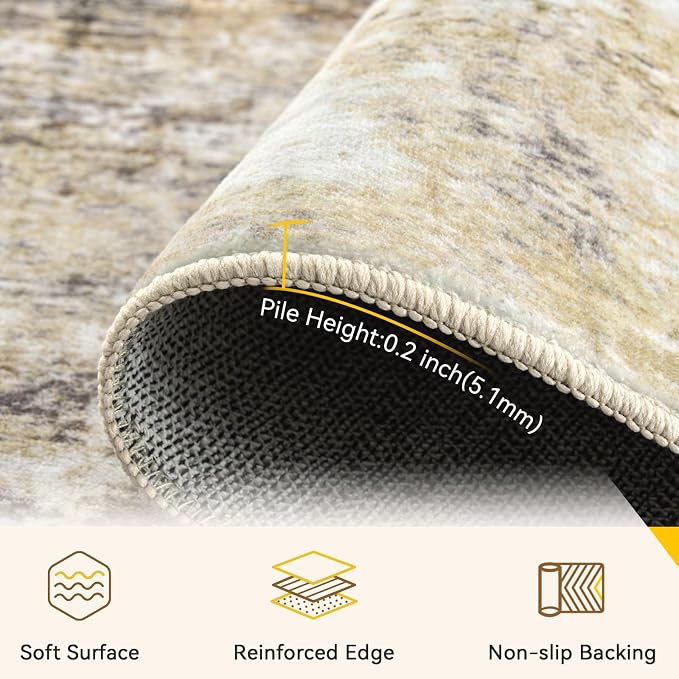 RELEANY Washable Area Rugs 2'x10' Non-Slip Modern Abstract Soft - Image 4