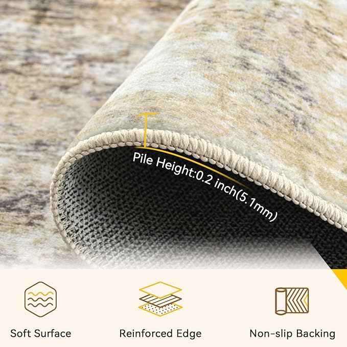 RELEANY Washable Area Rugs 5'x8' Non-Slip Modern Abstract Soft - Image 4