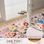 Entryway Rug 2X3 Small Rugs: Floral Washable Door Mat Vintage Soft Low Pile - Image 8