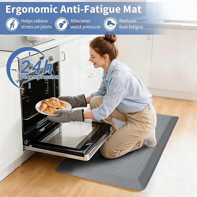 UKISS 9/10"" Extra Thick Cushioned Anti Fatigue Kitchen Mat, Waterproof High - Image 4