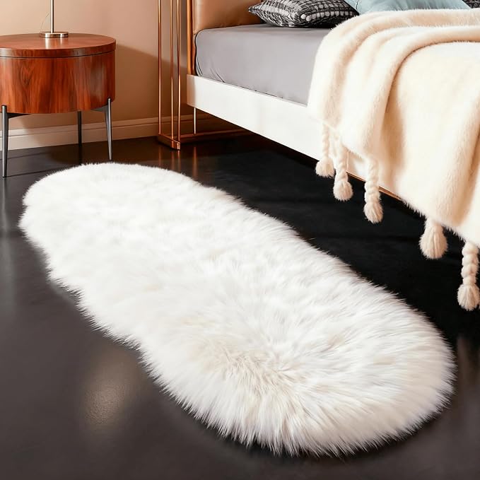linmopm Faux Fur Sheepskin Fluffy Shag Fuzzy Rug, 2x6 ft Runner | High-Density - Image 4