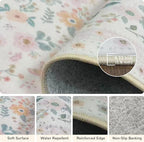 5x7 Area Rugs for Living Room Vacuum-Friendly Machine Washable Area Rug Flower - Image 6