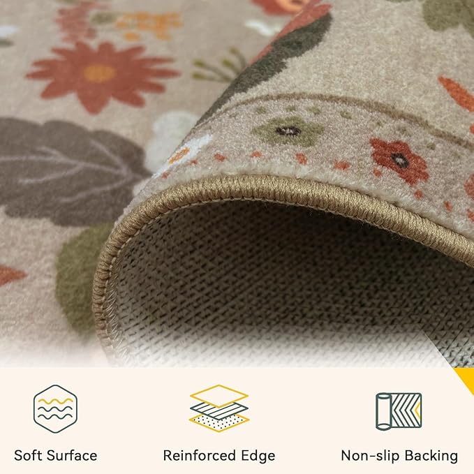 RELEANY Floral 2x3 Area Rugs Washable Print Boho Cute Carpet Non Slip Flower - Image 5