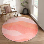 Pink Round Rugs, 4Ft Soft Nursery Rug Non Slip Washable Circle Rug, Modern - Image 9