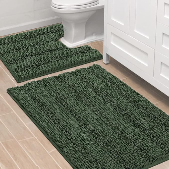 H.VERSAILTEX Bathroom Rugs Bath Rug Set 2 Piece Bathroom Contour Rug Toilet Mat by HVERSAILTEX