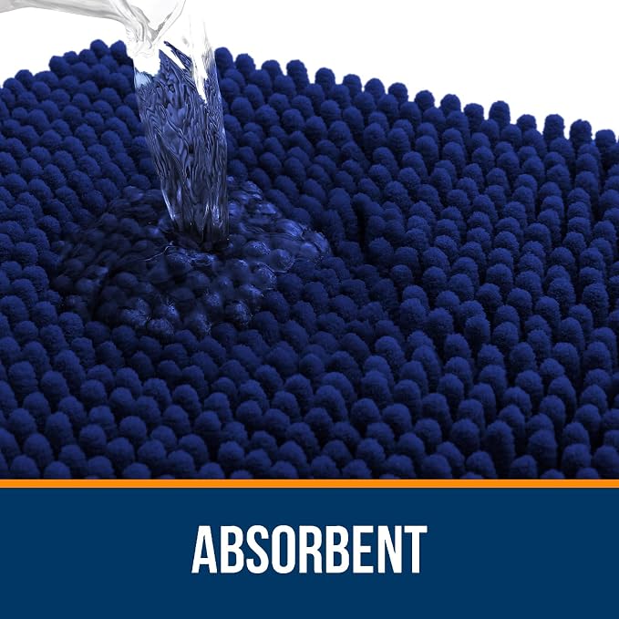 OLANLY Bathroom Rugs 34x21, Extra Soft Absorbent Chenille Bath Rugs, Rubber - Image 4