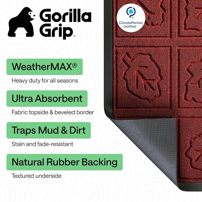 GORILLA GRIP 100% Waterproof All-Season WeatherMAX Doormat 35x23, US Designed - Image 2