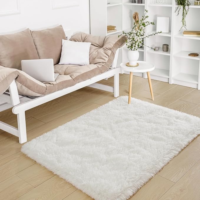 BENRON Cream White Fluffy Rug 2 x 3, Soft and Plush Throw Rugs - Image 6