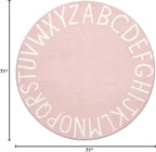 Topotdor Round Kids Play Rug Alphabet Nursery Area Rug Extra Large Soft - Image 3
