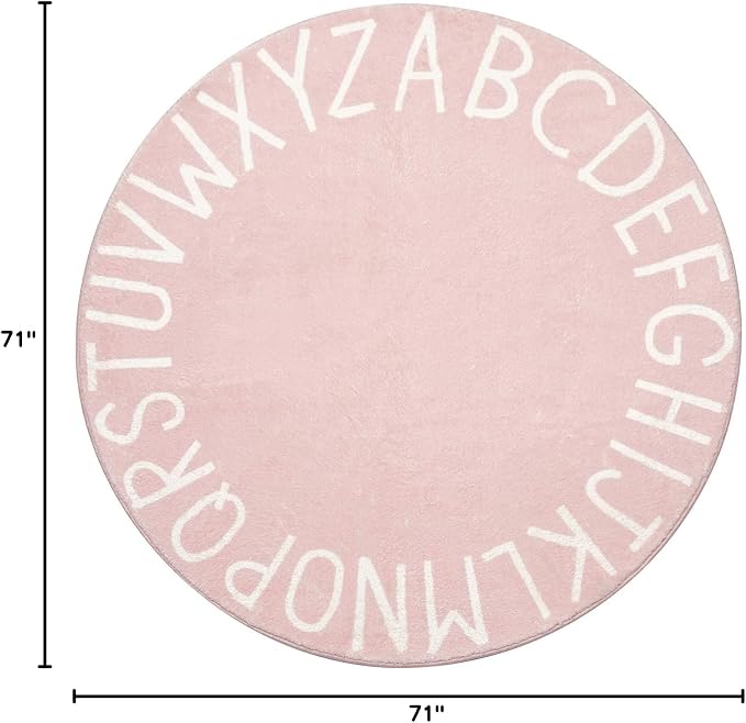 Topotdor Round Kids Play Rug Alphabet Nursery Area Rug Extra Large Soft - Image 3