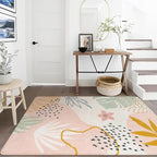 Lahome Pink Boho Bedroom Rug 5x7, Washable Non Slip Soft Botanical Area Rug - Image 9