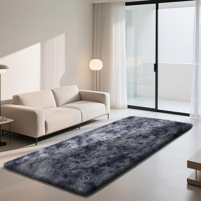 Soft Runner Rugs for Bedroom, Mottling Dark Grey 2x8 Runners for Hallways - Image 3