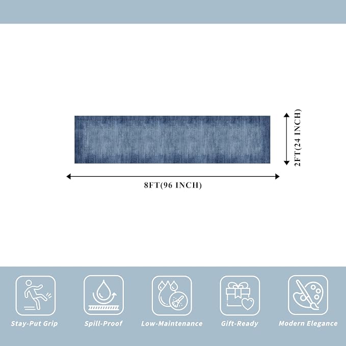 2x8 Washable Hallway Runner Rug – Non-Slip Modern Abstract Neutral Low-Pile - Image 2