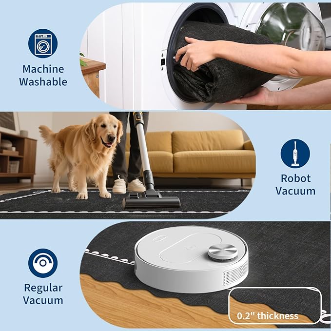 GarveeHome Scalloped Bow Rug for Living Room, Solid Rug for Dorm, Washable Rugs - Image 5