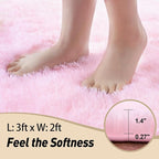 Mugorn Pink Fluffy Soft Rugs for Girls Bedroom, 2x3 Ft Small Shaggy Area Rugs - Image 3