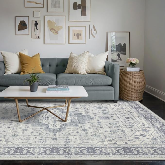 Rugxara 5X7 Washable Area Rug for Living Room, Vintage Large Boho Rugs for - Image 3