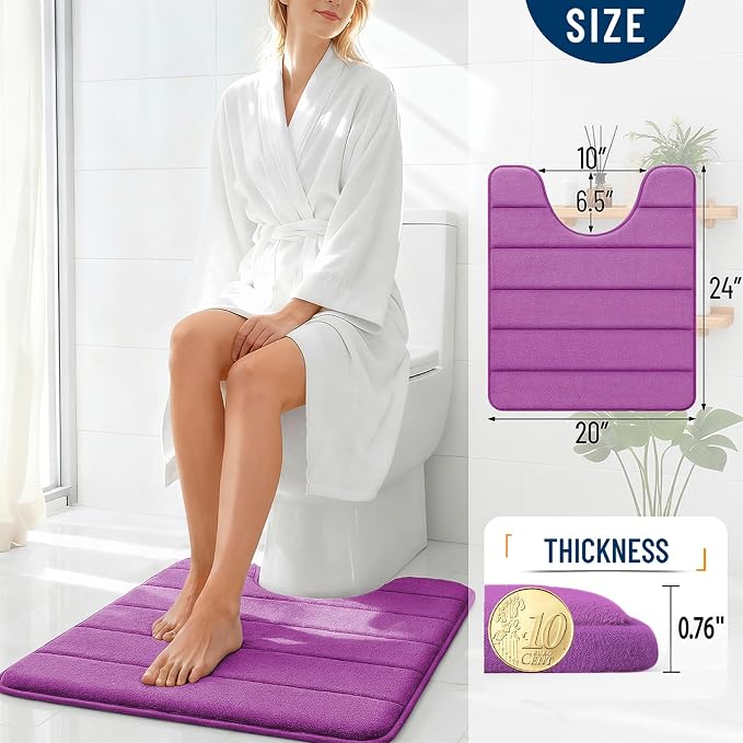 OLANLY Memory Foam Toilet Rugs U Shaped 24x20, Super Soft Absorbent Contour - Image 4