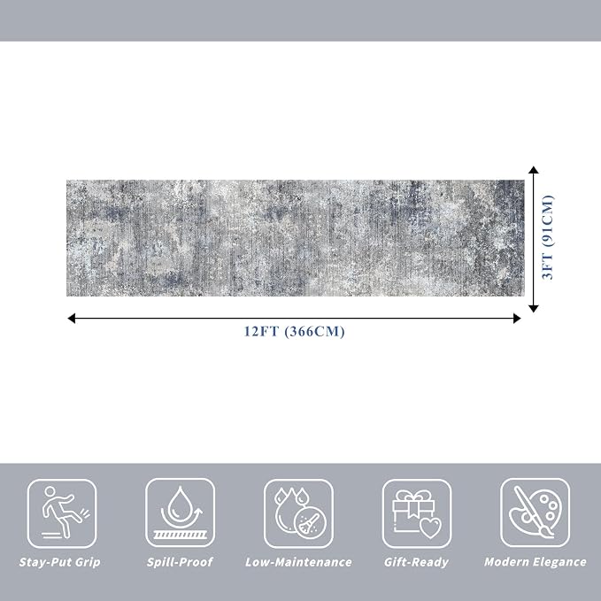 3x12 ft Non Skid Hallway Runner Rug - Image 2