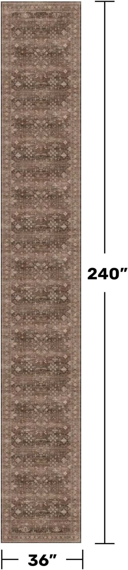 Hazo Haus Brown Washable 3x20 Extra Long Hallway Runner Rug, Neutral Boho Large - Image 2
