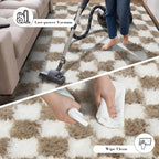 Checkered Rug for Living Room, 9x12 Beige and White Area Rugs, Classic - Image 7
