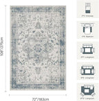 Rugxara 6x9 Washable Area Rug for Living Room, Neutral Vintage Large Boho Rugs - Image 2