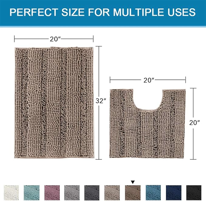 H.VERSAILTEX Bathroom Rugs Bath Rug Set 2 Piece Bathroom Contour Rug Toilet Mat - Image 2