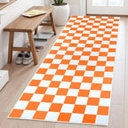 Terrug Orange and White Checkered Area Rug - Image 3