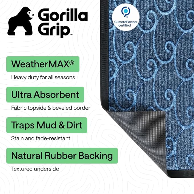 GORILLA GRIP 100% Waterproof All-Season WeatherMAX Doormat, US Designed Natural - Image 2