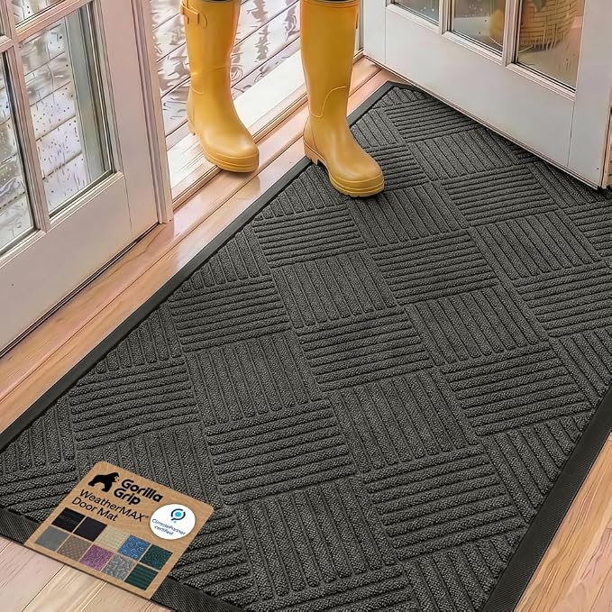 GORILLA GRIP 100% Waterproof All-Season WeatherMAX Doormat, US Designed Natural by GorillaGrip