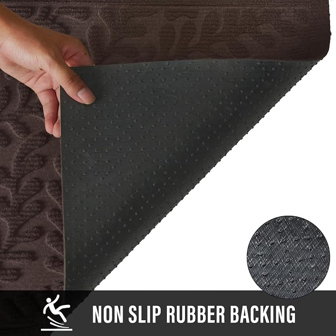 HIYARD Front Door Mat, Absorbent Dirt Trapping Welcome Door Mat Indoor Outdoor - Image 3