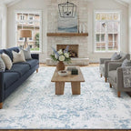 6x9 Fluffy Area Rug Blue Shag Neutral Carpet - Image 4