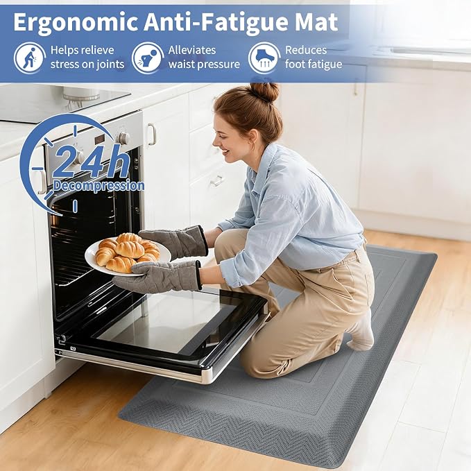 UKISS 9/10"" Extra Thick Cushioned Anti Fatigue Kitchen Mat, Waterproof High - Image 3